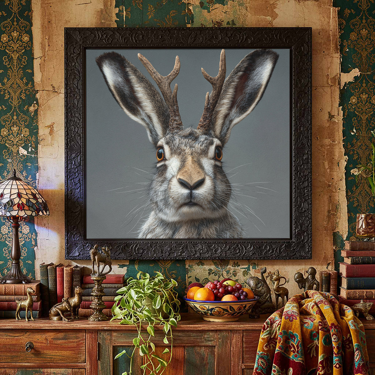 Jackalope Canvas Wall Art – styled room view 6