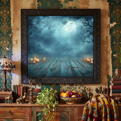Halloween Moon Canvas Wall Art – styled room view 4
