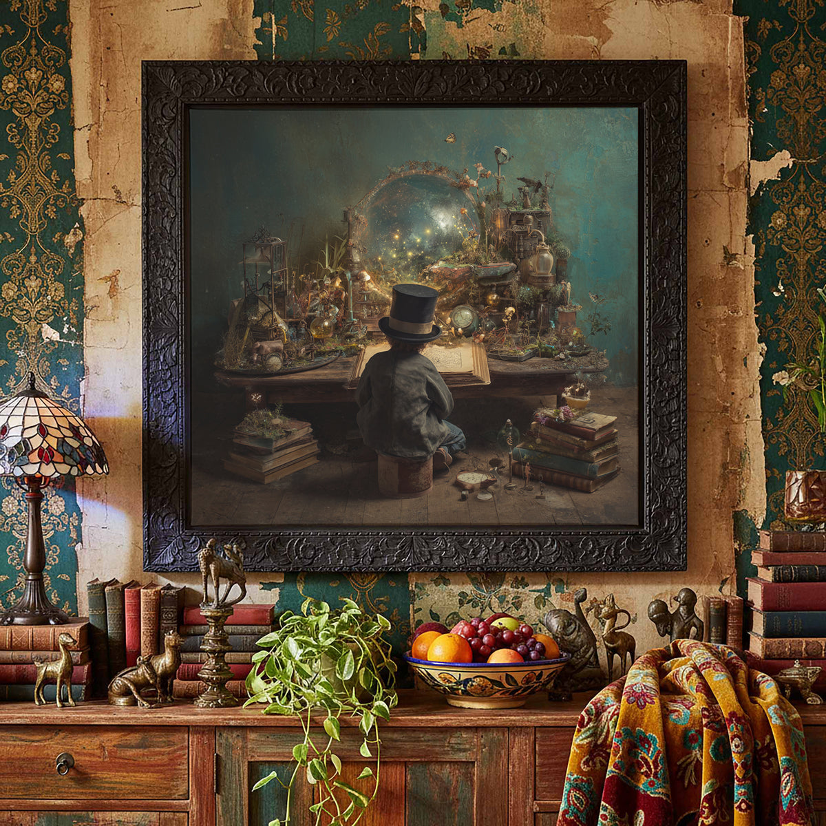 Victorian Scholar Study Canvas Print – styled room view 5