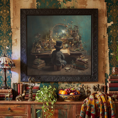 Victorian Scholar Study Canvas Print – styled room view 5