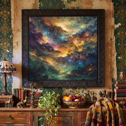 Cosmic Nebula Canvas Wall Art – styled room view 5