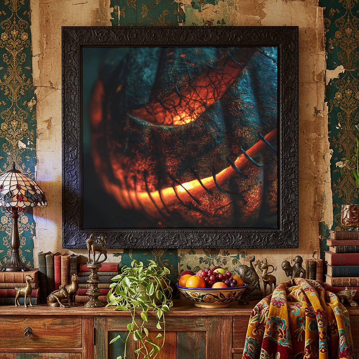 Jack-O-Lantern Halloween Canvas Print – styled room view 6