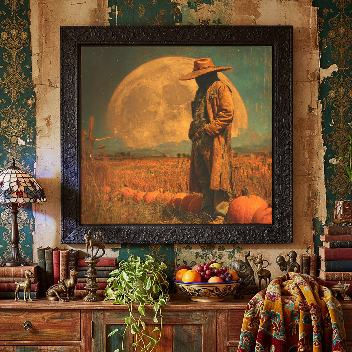 Halloween Cowboy Canvas Print – styled room view 5