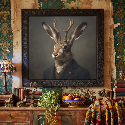 Jackalope Portrait Print – styled room view 5
