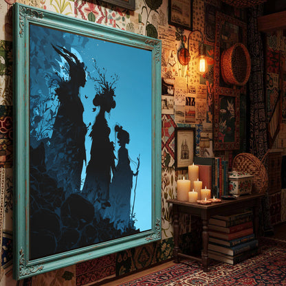 The Fates Silhouette Canvas Art – styled room view 3