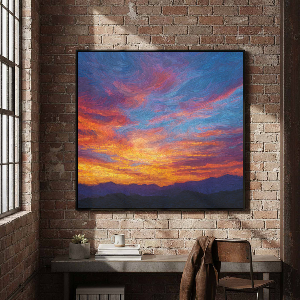 Sunset Sky Canvas Wall Art – styled room view 3