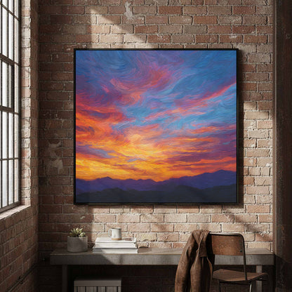 Sunset Sky Canvas Wall Art – styled room view 3