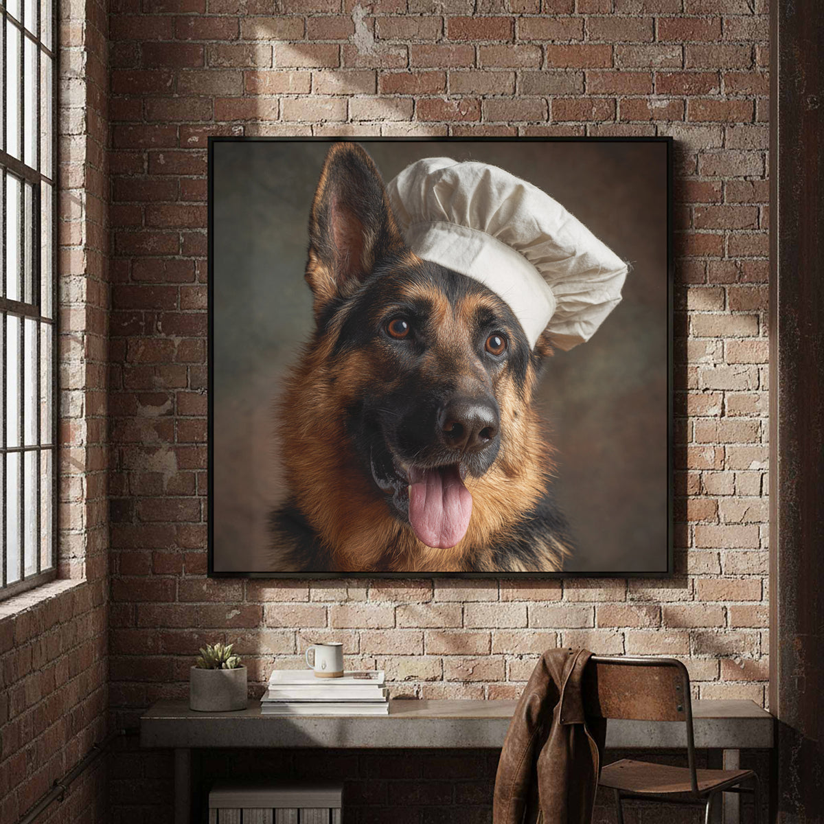 German Shepherd Chef Canvas Print – styled room view 5