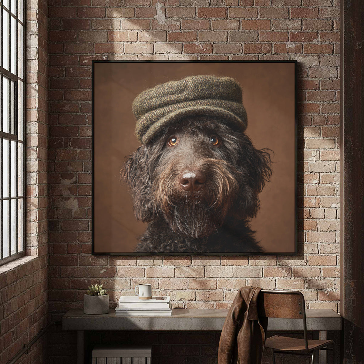 Labradoodle Dog Portrait Canvas Print – styled room view 6