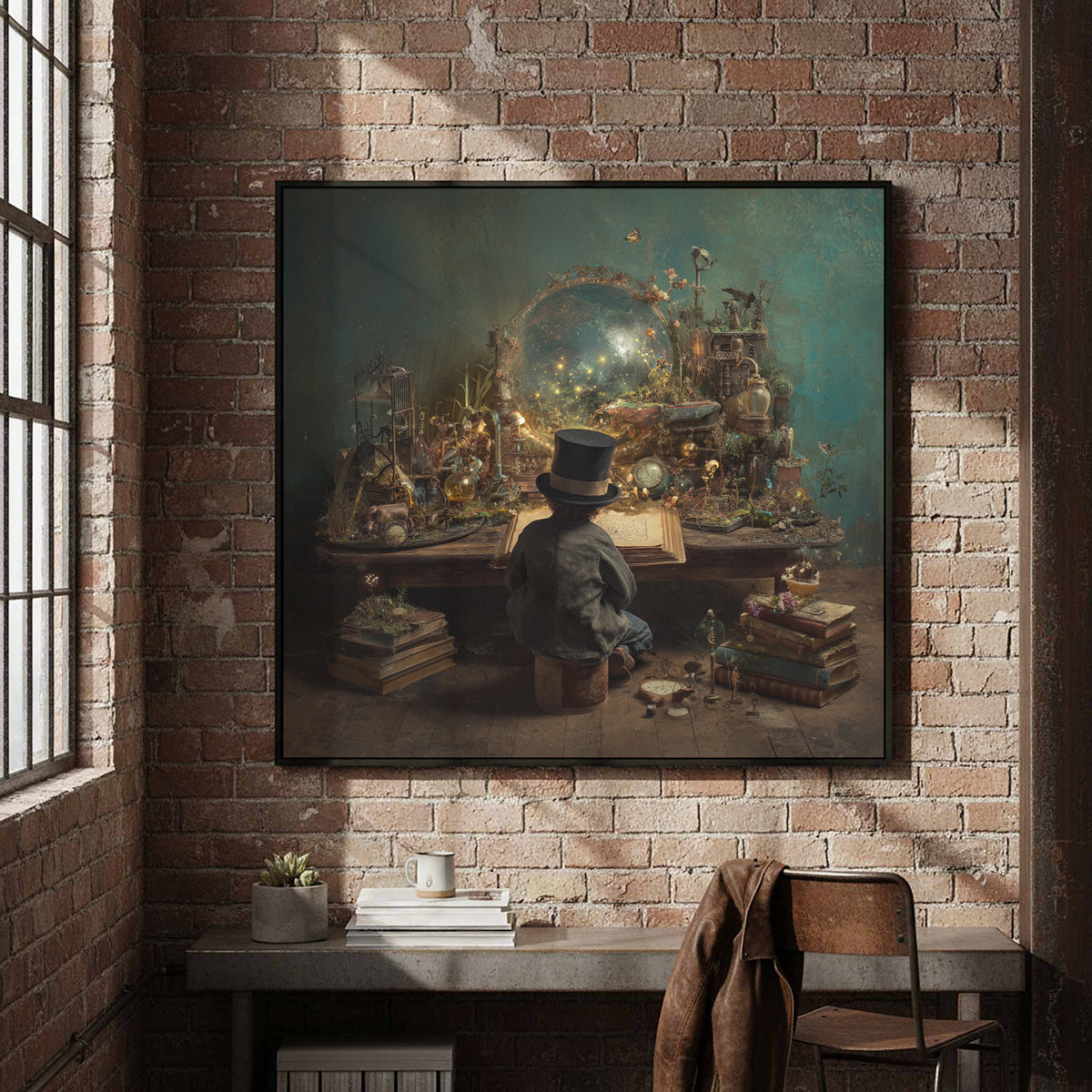 Victorian Scholar Study Canvas Print – styled room view 6