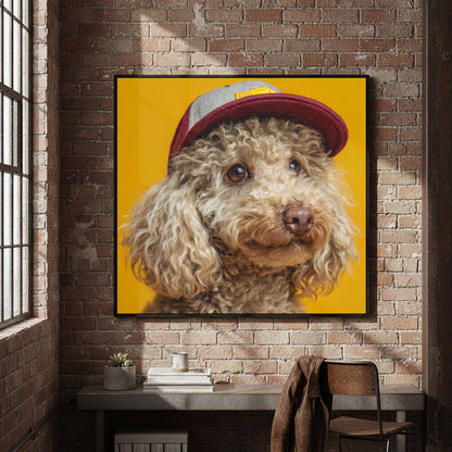 Poodle Baseball Cap Canvas Print – styled room view 4