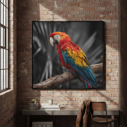 Scarlet Macaw Parrot Canvas Wall Art – styled room view 5