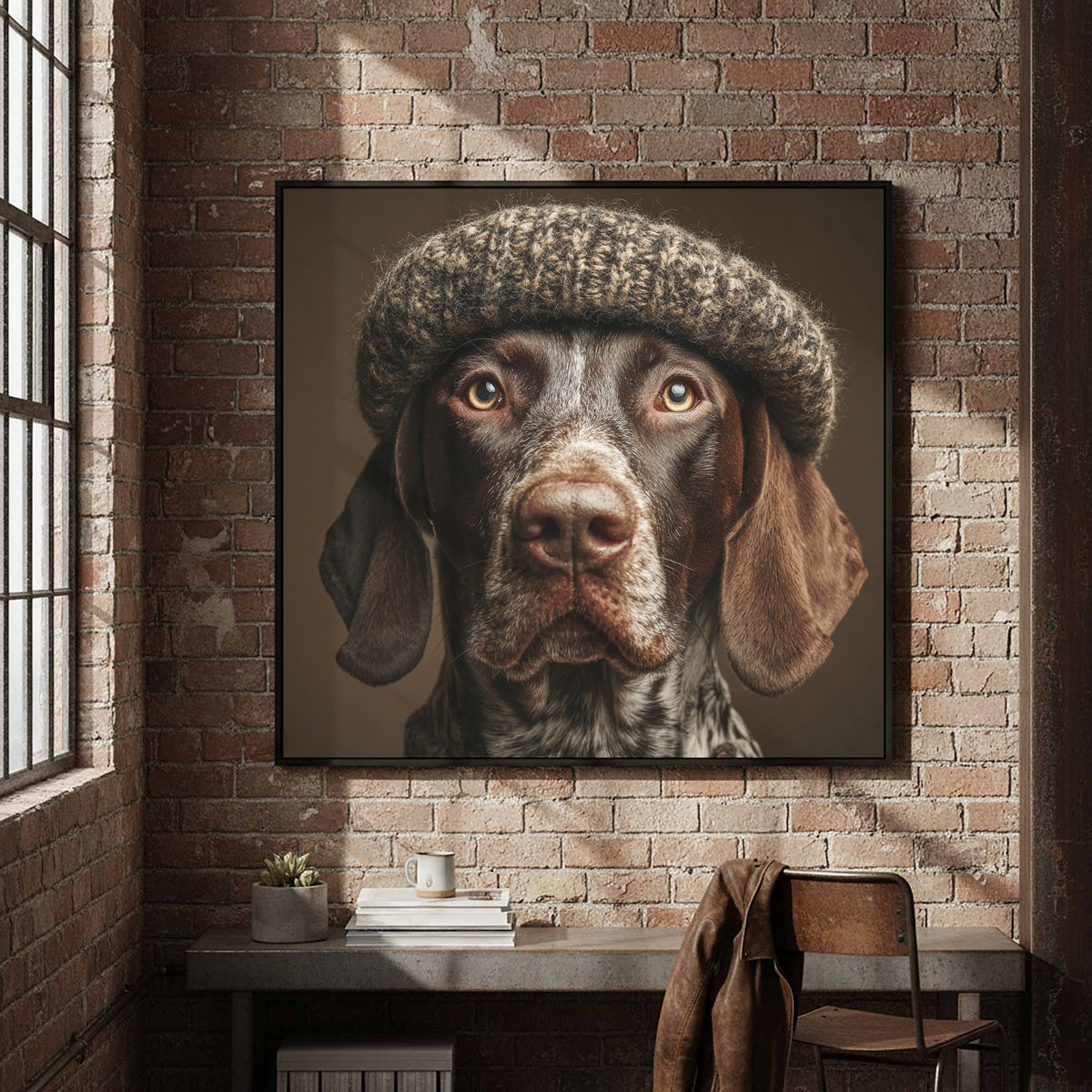 German Shorthaired Pointer Canvas Art – styled room view 5