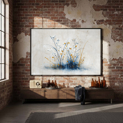 Abstract Botanical Canvas Wall Art – styled room view 5