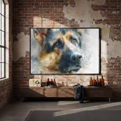 German Shepherd Canvas Wall Art – styled room view 4