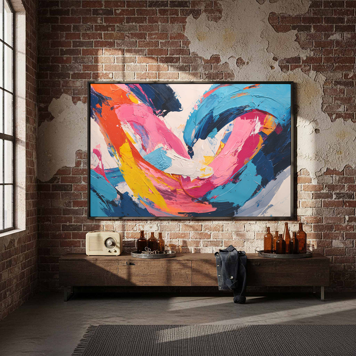 Abstract Intimate Canvas Art – styled room view 5
