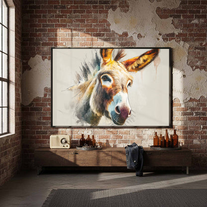 Donkey Portrait Canvas Wall Art – styled room view 4