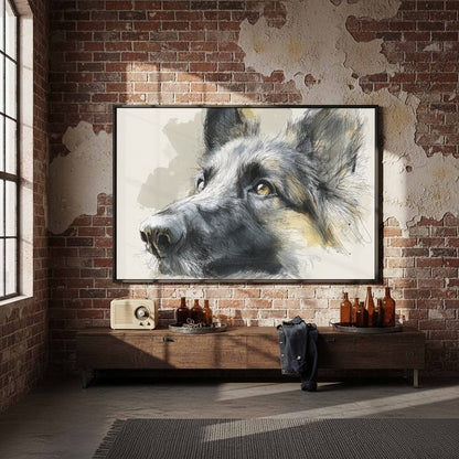 Belgian Shepherd Dog Portrait Canvas Art – styled room view 4