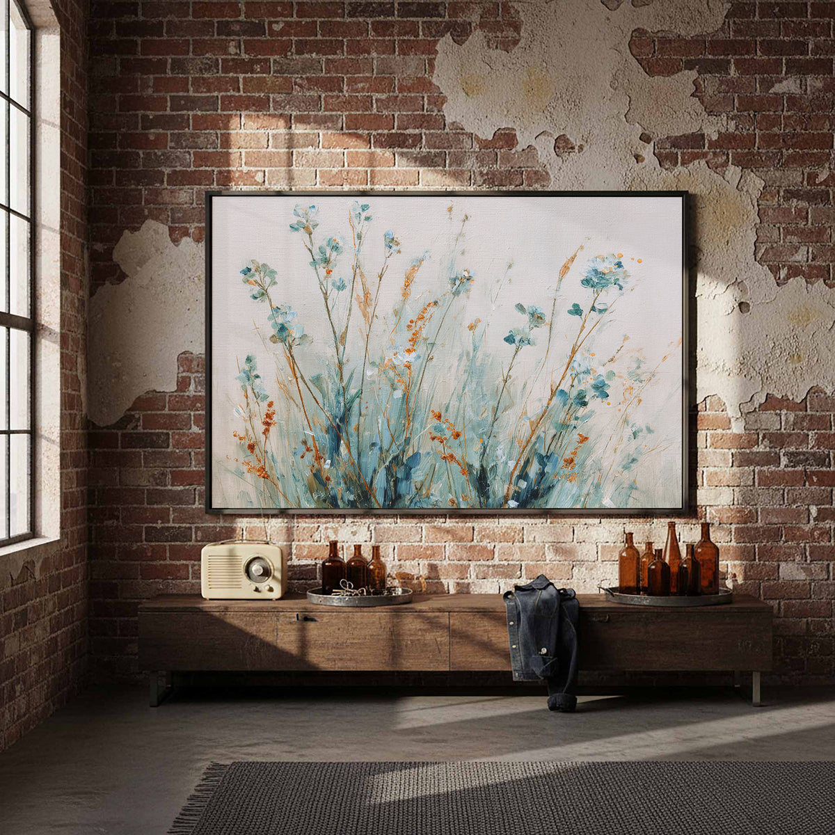 Abstract Botanical Wall Art – styled room view 4