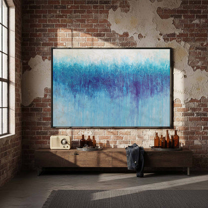 Abstract Blue Gradient Canvas Wall Art – styled room view 4