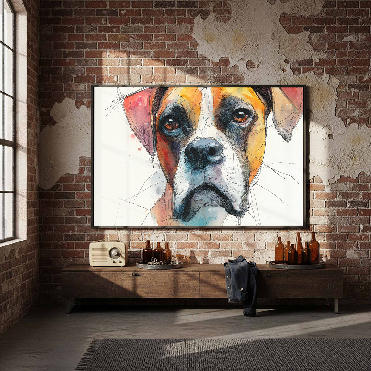 Dog Portrait Canvas Wall Art – styled room view 4