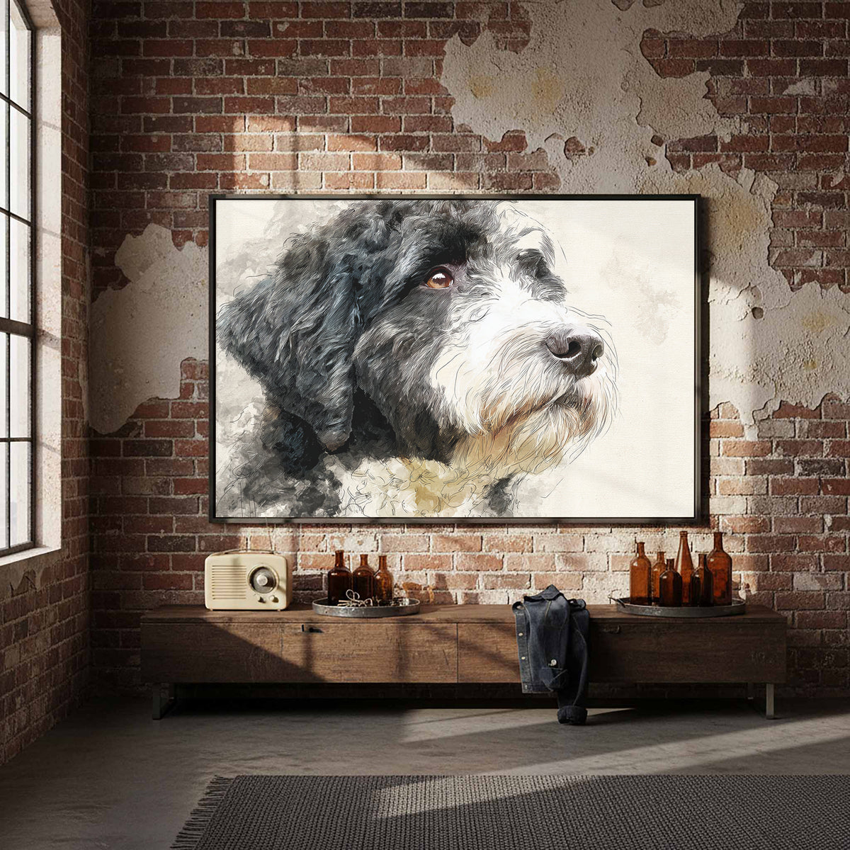 Portuguese Water Dog Canvas Print – styled room view 5