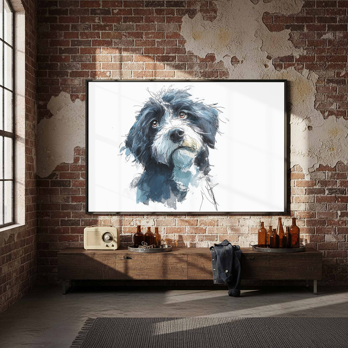 Portuguese Water Dog Canvas Wall Art – styled room view 5
