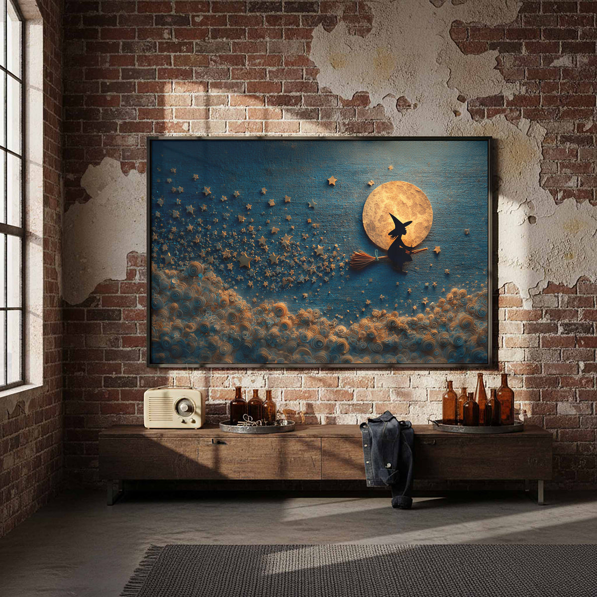 Cute Witch Canvas Wall Art – styled room view 2
