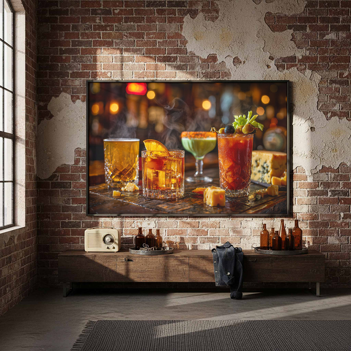 Wisconsin Tavern Cocktail Wall Art – styled room view 4