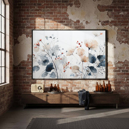 Abstract Watercolor Floral Wall Art – styled room view 5