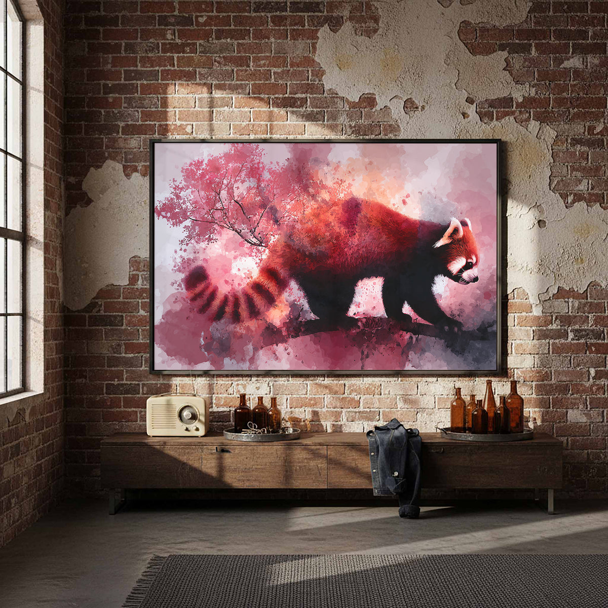 Red Panda Canvas Wall Art – styled room view 4