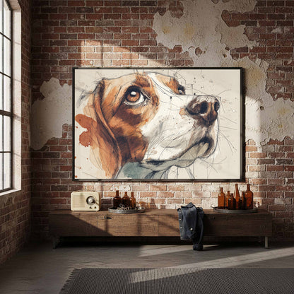 Beagle Portrait Canvas Print – styled room view 5