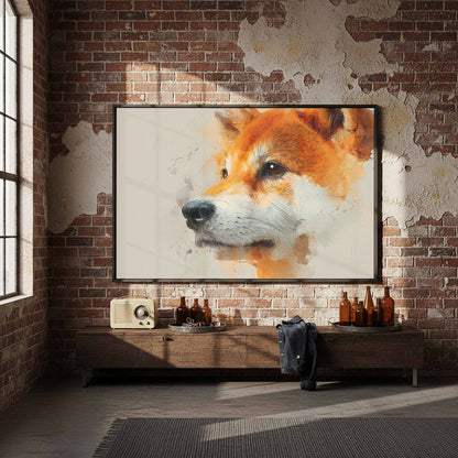 Shiba Inu Dog Portrait Canvas Wall Art – styled room view 4