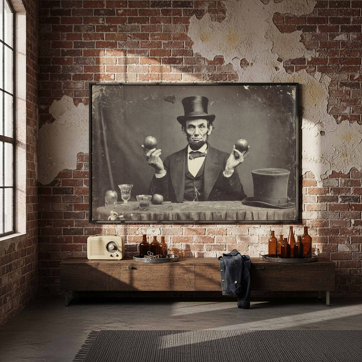 Lincoln Portrait Canvas Art – styled room view 4