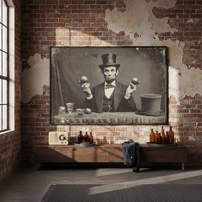 Lincoln Portrait Canvas Art – styled room view 4