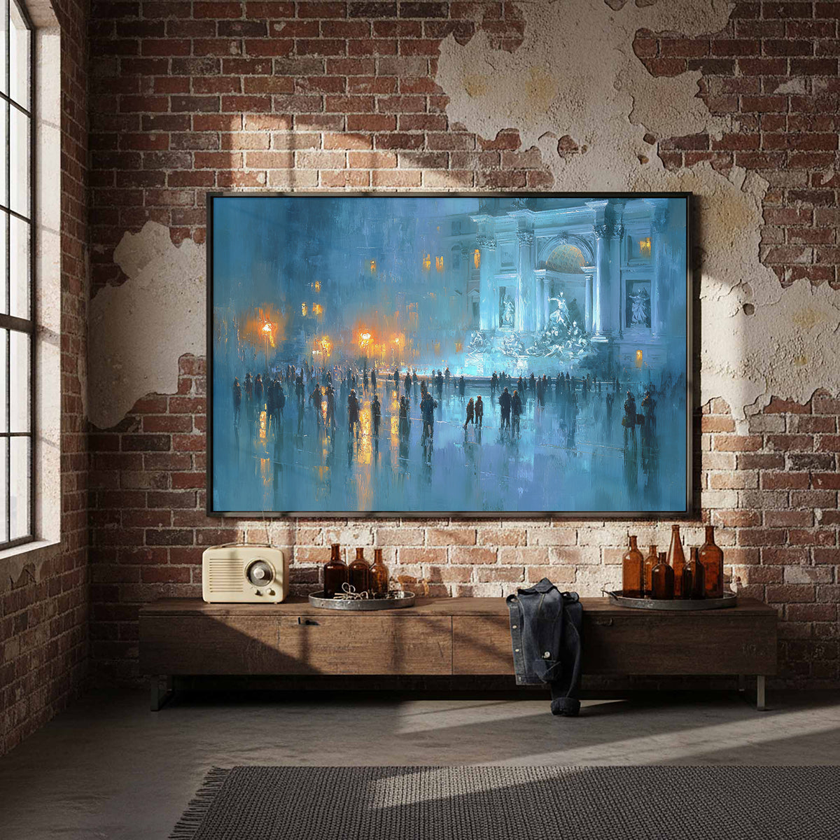 Trevi Fountain Canvas Print – styled room view 5