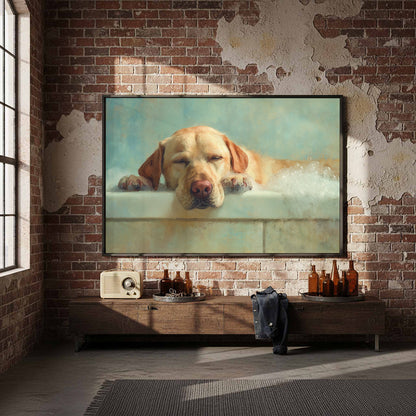 Labrador Retriever Bath Canvas Wall Art – styled room view 4