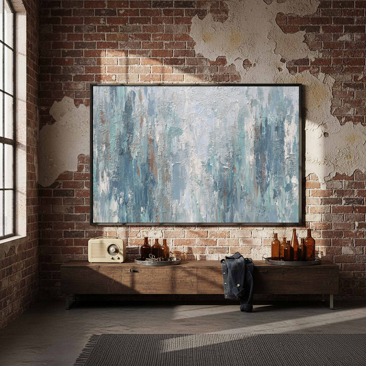 Abstract Forest Canvas Wall Art – styled room view 4