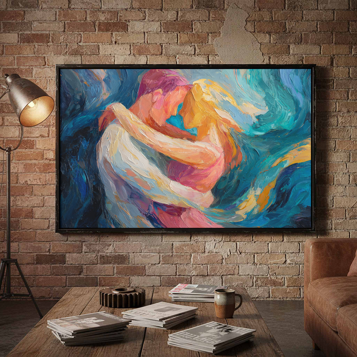 Abstract Intimate Canvas Art – styled room view 3