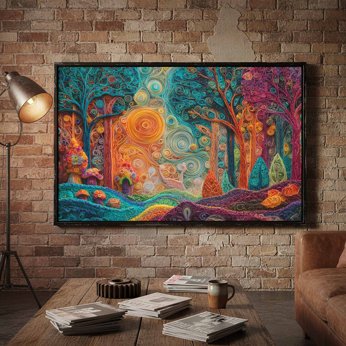 Forest Canvas Art – styled room view 4