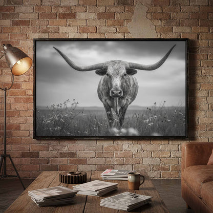 Longhorn Steer Canvas Print – styled room view 5