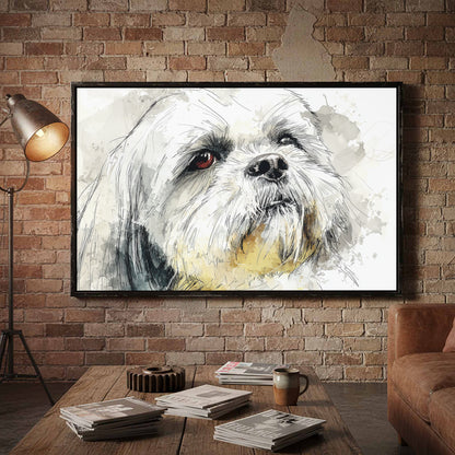 Shih Tzu Dog Portrait Canvas Print – styled room view 5