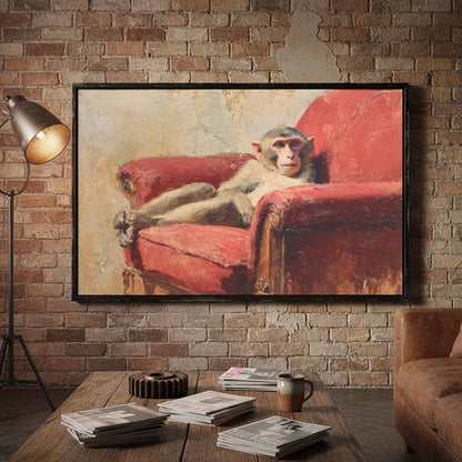 Monkey Armchair Canvas Print – styled room view 5