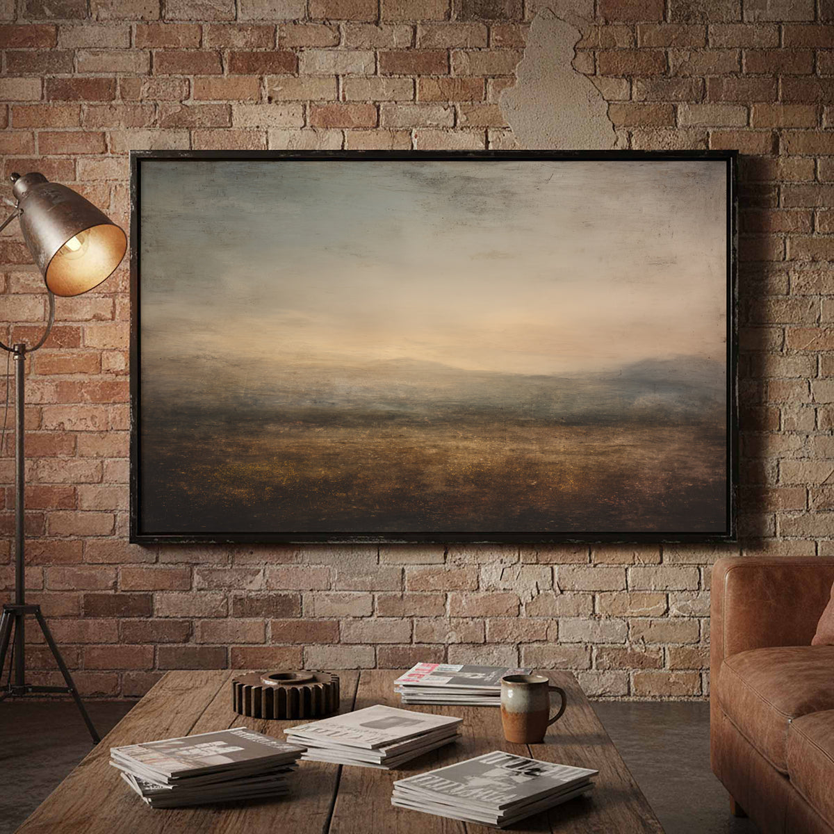 Abstract Landscape Canvas Art – styled room view 4