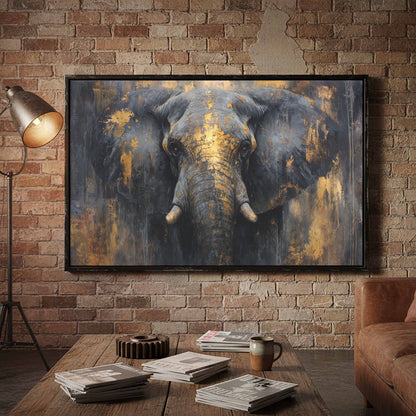 Bold Elephant Portrait Canvas – styled room view 5