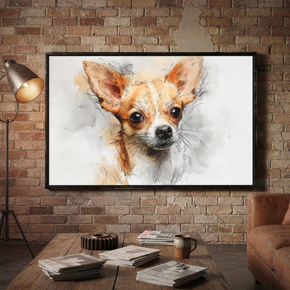 Chihuahua Portrait Canvas Wall Art – styled room view 5