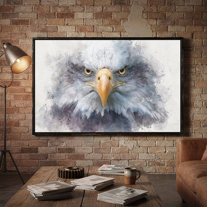 Bald Eagle Watercolor Canvas Print – styled room view 5