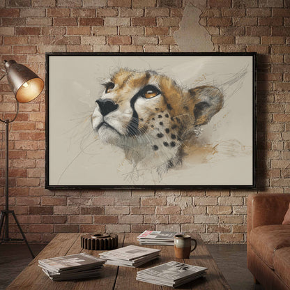 Cheetah Face Canvas Wall Art – styled room view 4