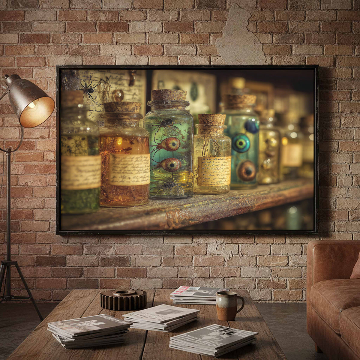 Gothic Specimen Jar Wall Art – styled room view 4