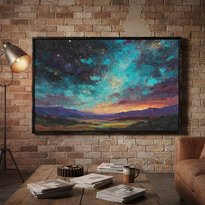 Cosmic Starry Night Canvas Wall Art – styled room view 4